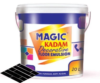 Magic Kadam Decorative Floor Paint with high substrate adhesion strength for cement and floor tiles anti-fungus, anti-algal, water repellant and weather resistance 20L(Black)