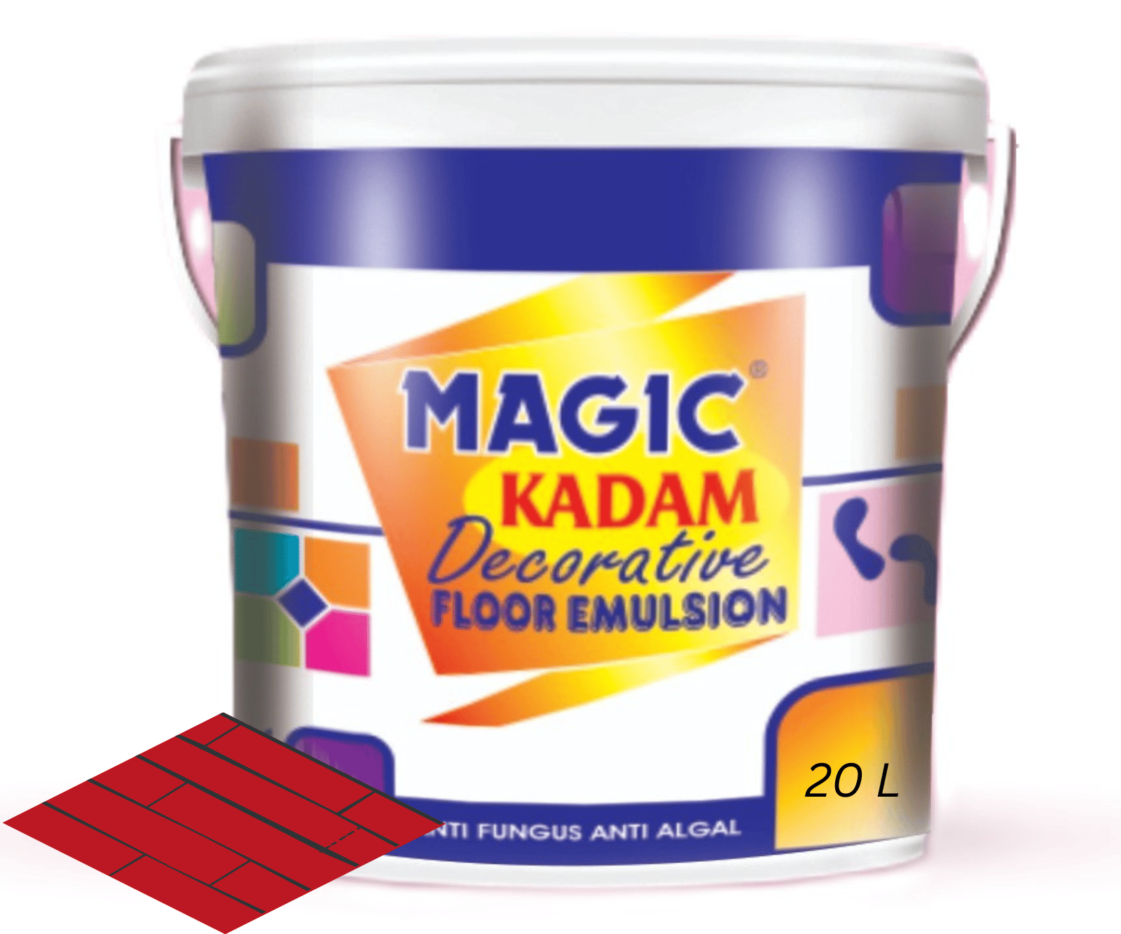 Magic Kadam Decorative Floor Paint with high substrate adhesion strength for cement and floor tiles anti-fungus, anti-algal, water repellant and weather resistance 20L(Signal Red)