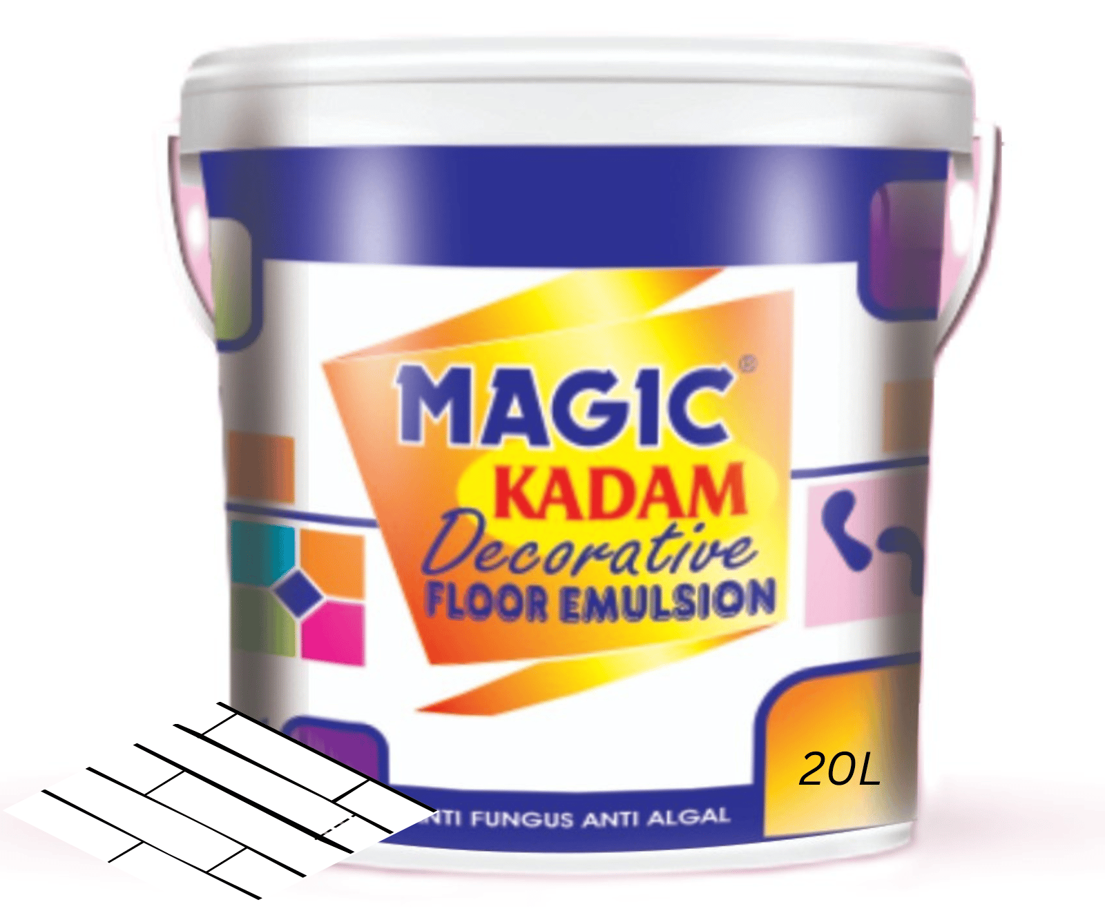 Magic Kadam Decorative Floor Paint with high substrate adhesion strength for cement and floor tiles anti-fungus, anti-algal, water repellant and weather resistance 20L(white)