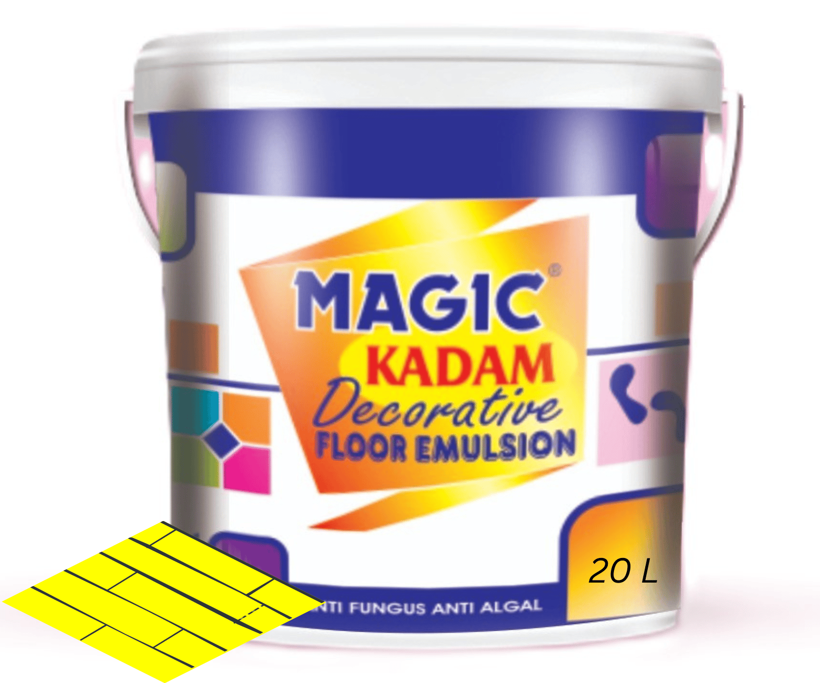 Magic Kadam Decorative Floor Paint with high substrate adhesion strength for cement and floor tiles anti-fungus, anti-algal, water repellant and weather resistance 20L(yellow)