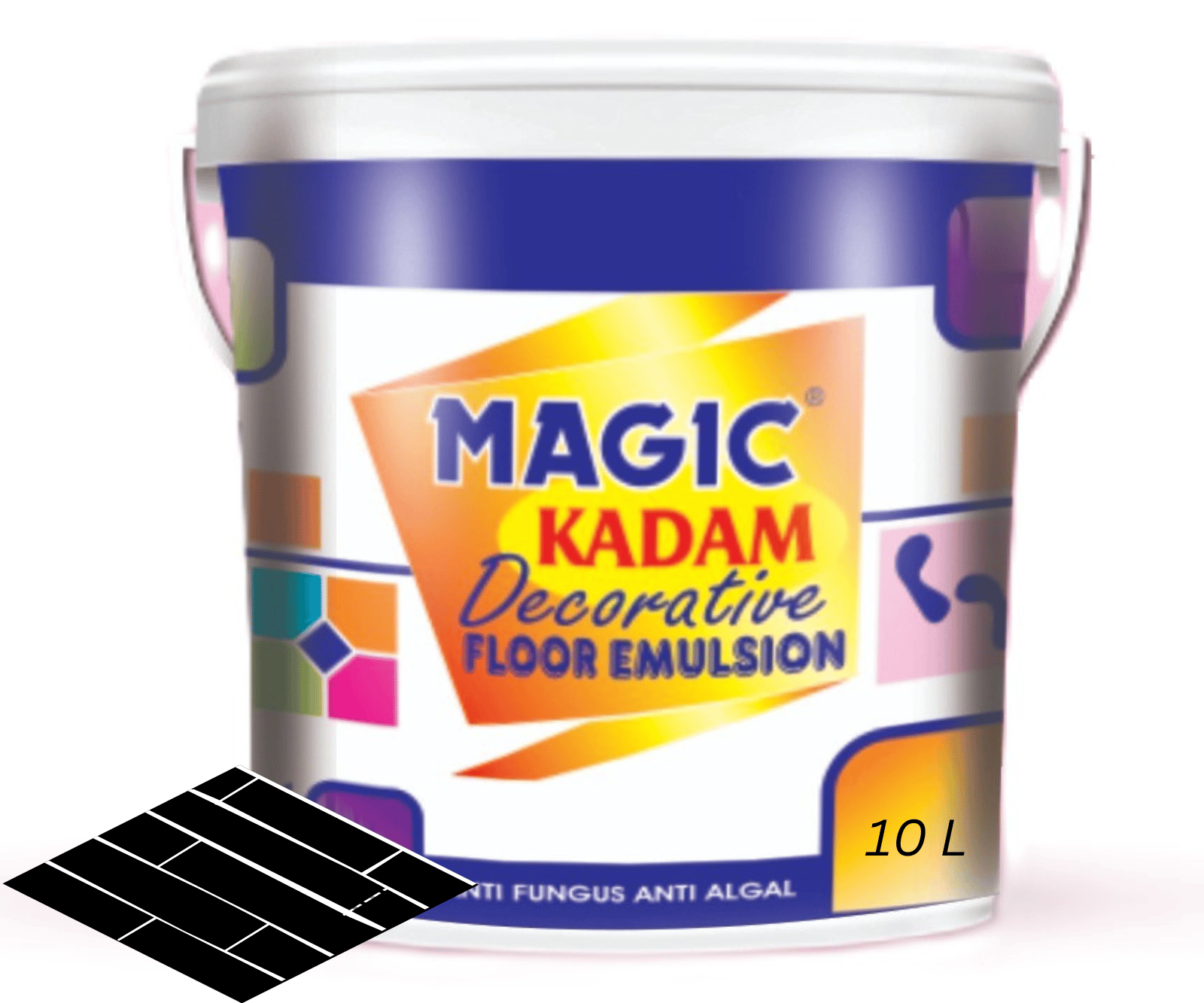 Magic Kadam Decorative Floor Paint with high substrate adhesion strength for cement and floor tiles anti-fungus, anti-algal, water repellant and weather resistance 10L(Black)