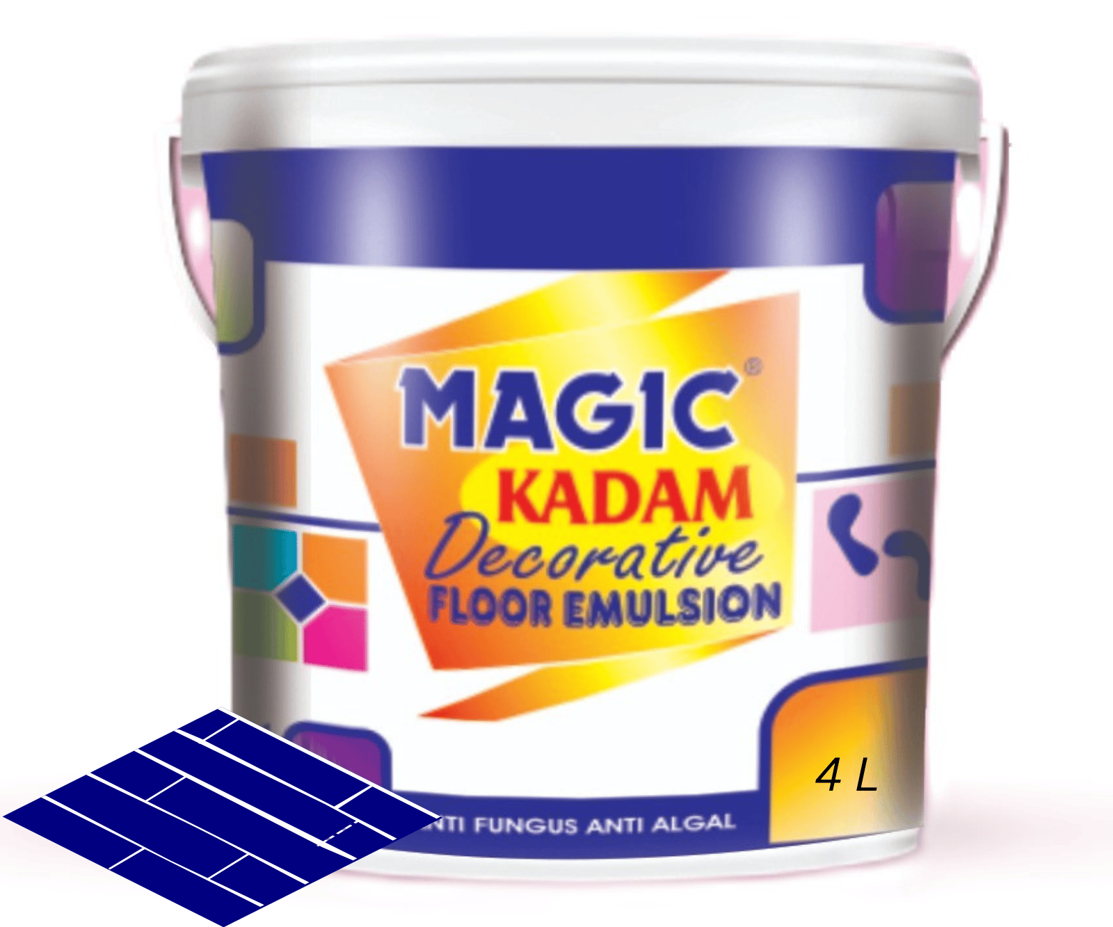 Magic Kadam Decorative Floor Paint with high substrate adhesion strength for cement and floor tiles anti-fungus, anti-algal, water repellant and weather resistance 4L(Navy Blue)