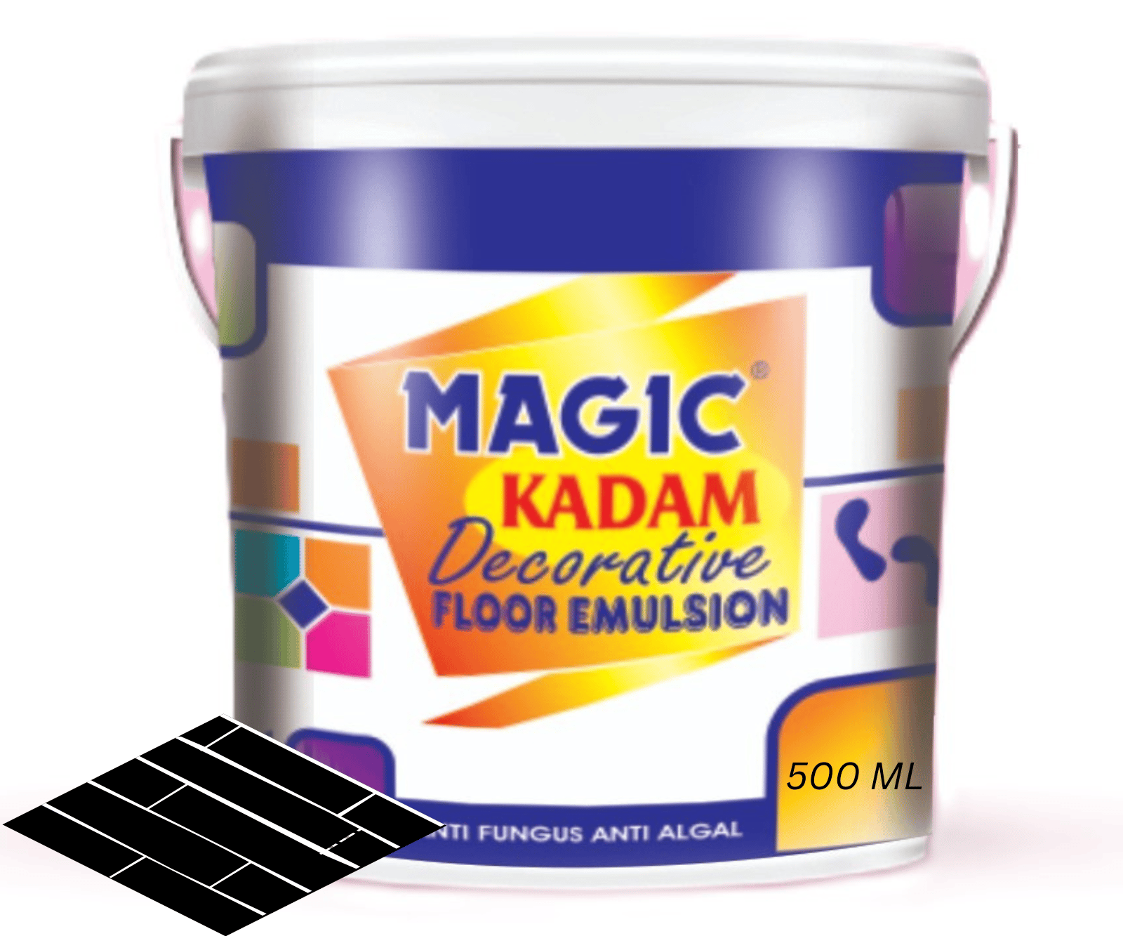 Magic Kadam Decorative Floor Paint with high substrate adhesion strength for cement and floor tiles anti-fungus, anti-algal, water repellant and weather resistance 500ML(Black)