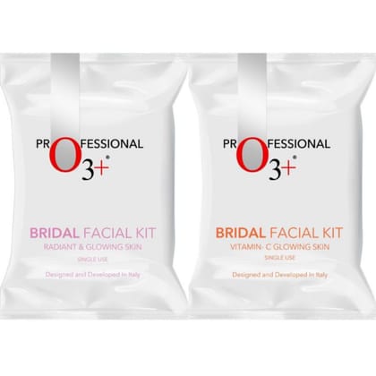 O3+ Bridal Facial Kit for Radiant & Glowing Skin (54gm+66ml) + O3+ Bridal Facial Kit Vitamin C Glowing Skin (67gm+69ml) Pack of 2