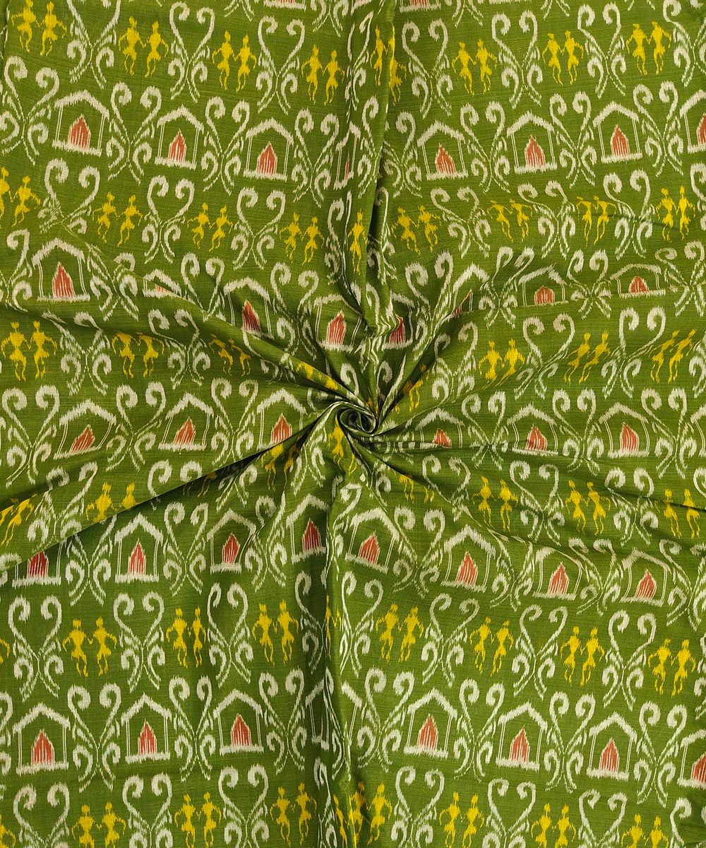 2.5m Green Sambalpuri Handwoven Single Ikat Shirting Materials SFCSHI1435