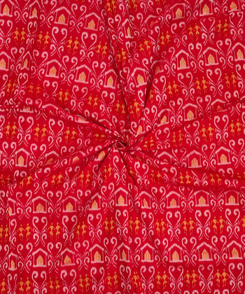 2.5m Red Sambalpuri Handwoven Single Ikat Shirting Materials SFCSHI1436