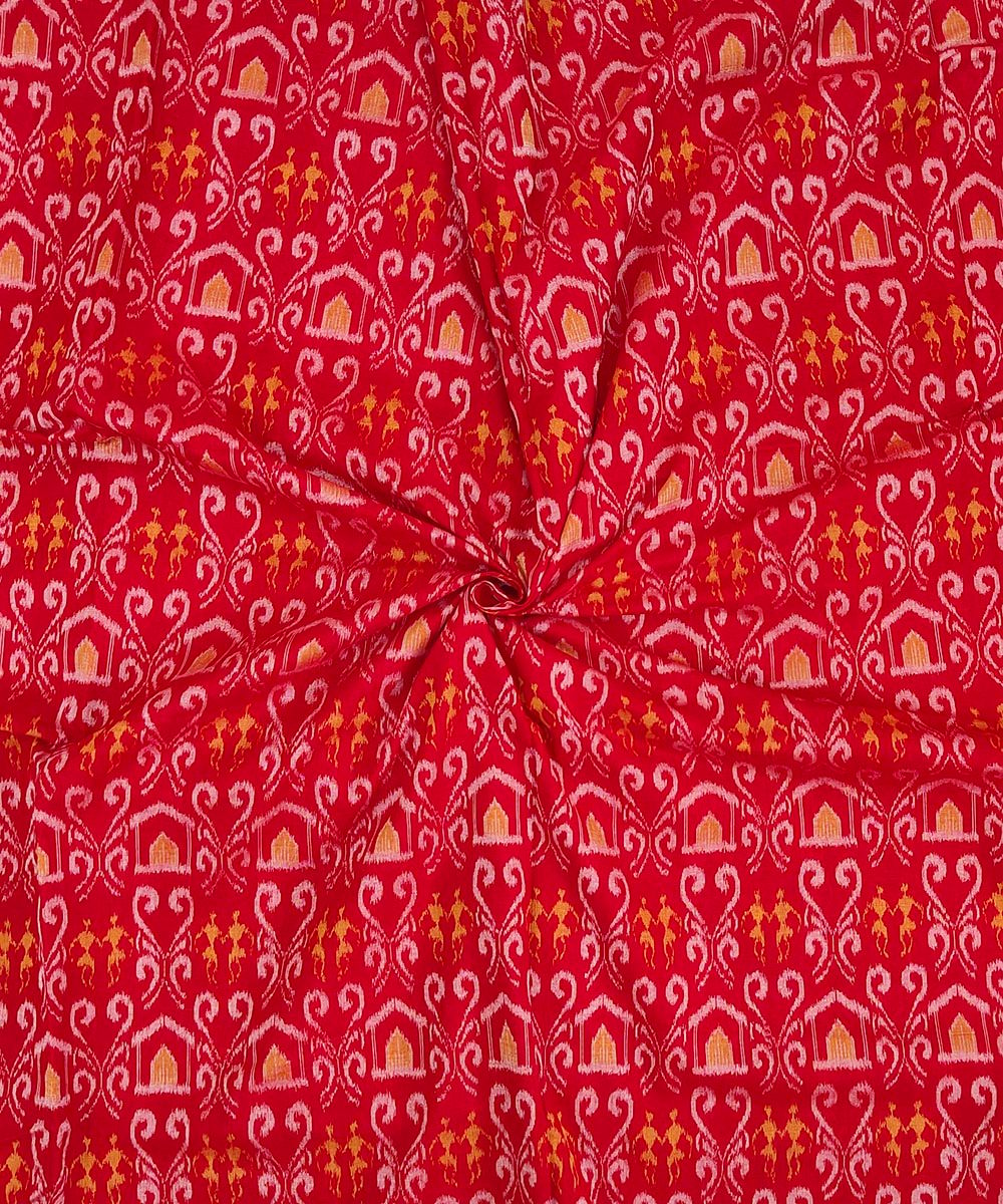 2.5m Red Sambalpuri Handwoven Single Ikat Shirting Materials SFCSHI1436