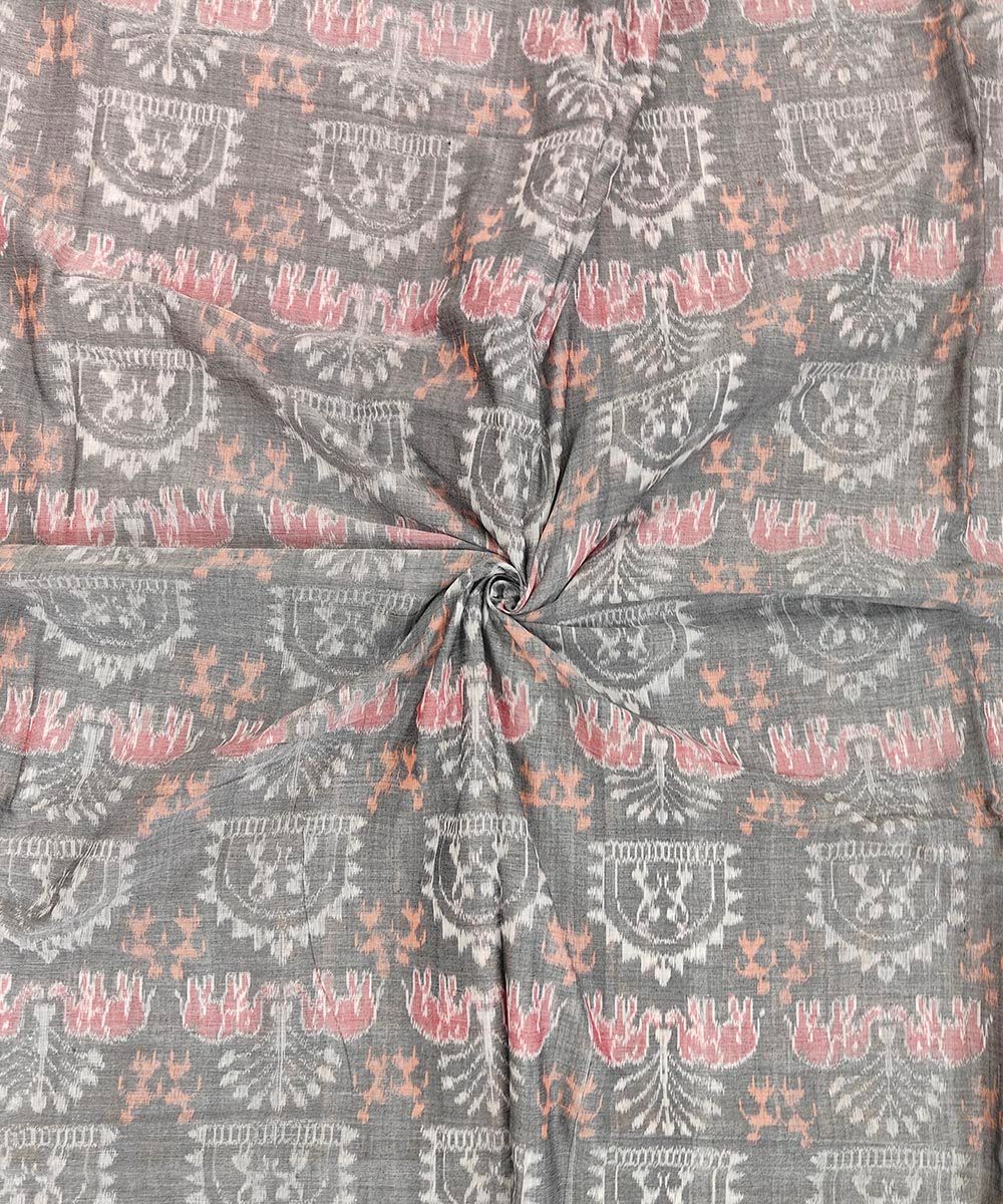 2.5m Gray Sambalpuri Handwoven Single Ikat Shirting Materials SFCSHI1439