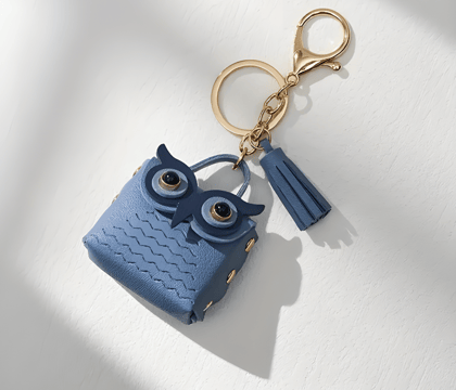 Dormen India Cute Animal Creative Leather Coin Purse Key Rings Wallet Owl Key Chain for Women Accessories Black, Beige, Maroon, Blue and Grey Clothing, Shoes & Accessories, Womens Accessories, Key Chains, Rings & Finders