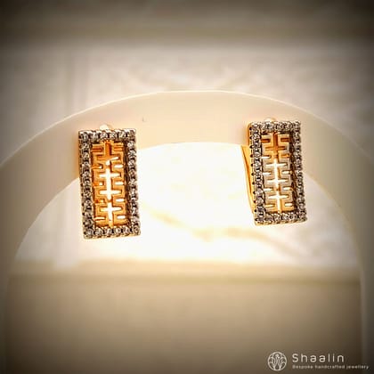 AD Studded Rectangular Shape Beautiful Minimal Earring