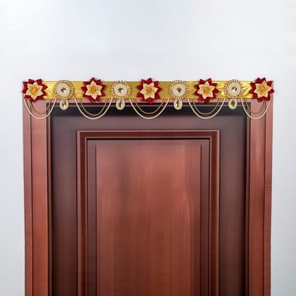 ART BY CHAITASI Handmade Stylish Toran for Door - Latest Entrance Door Thoranam for Home Decor, Diwali Bandarwal, House Hanging Decoration (Red Golden)