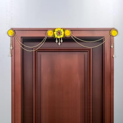 ART BY CHAITASI Handmade Stylish Toran for Door - Latest Entrance Door Thoranam for Home Decor, Diwali Bandarwal, House Hanging Decoration (Yellow Small toran)