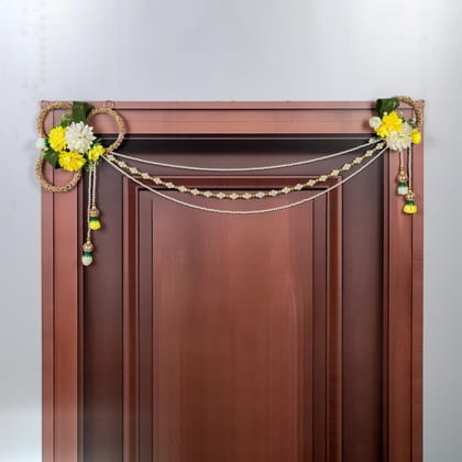 ART BY CHAITASI Handmade Stylish Toran for Door - Latest Entrance Door Thoranam for Home Decor, Diwali Bandarwal, House Hanging Decoration (Modern Yellow and Green Toran)