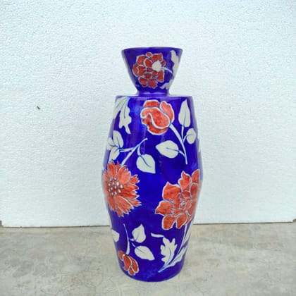 Handmade Blue Pottery blue Vase/ Flowerpot/ Decorative vase/ Ceramic Vase/ - 12 Inch.