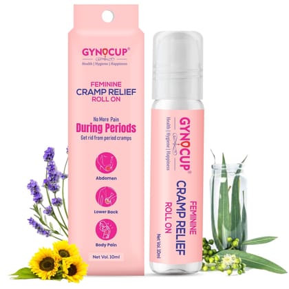 GynoCup Feminine Cramp Relief Roll On with Ayurveda Ingredients (Periods, Lower Back Pain & Body Pain) | Instant relief from period pain | Enriched with herbal oils