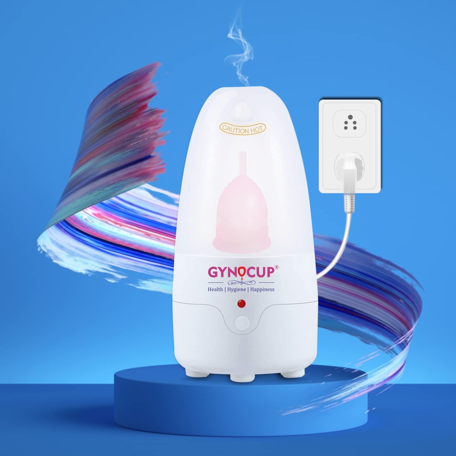 Gynocup Menstrual Cup Sterilizer - Clean your Period Cup Effortlessly - Kills 99% of Germs in 3 Minutes with Steam - 1 Unit