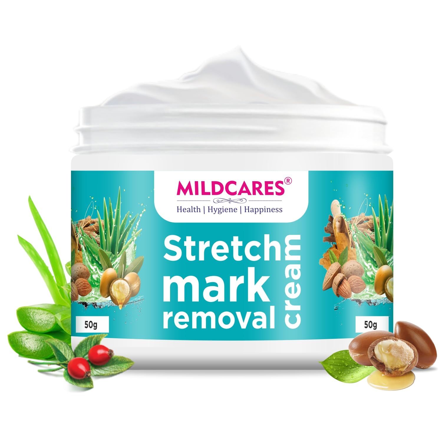 MildCares Naturals Stretch Mark Removal Cream For Pregnancy | Reduce Stretch Marks And Scars for Stomach, thighs & all body parts (50G, Pack of 1)