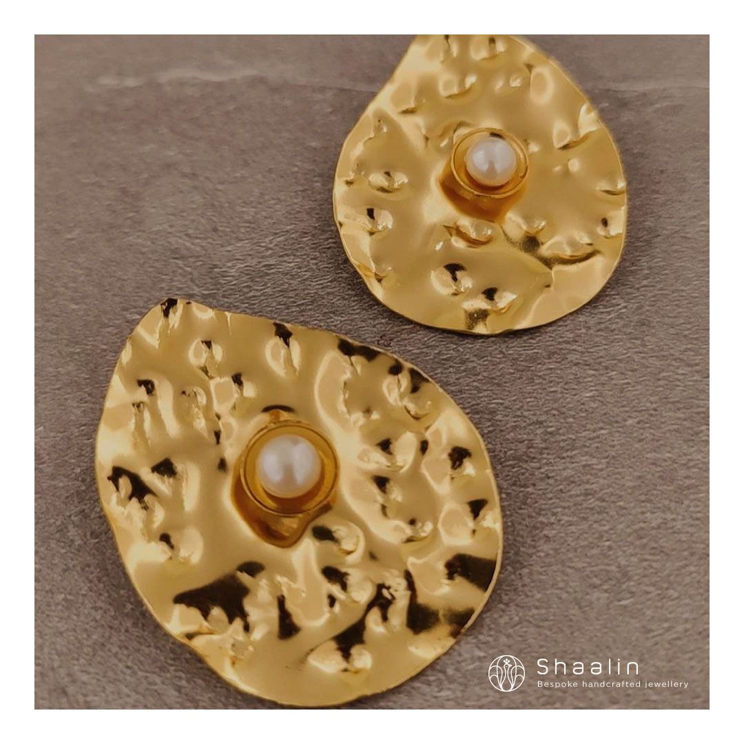 Petal Shaped Moti Studded Earrings