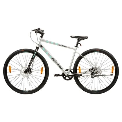 FIREFOX Bikes Street X 700C Single Speed Bicycle for Men | Frame:18 Inch | Disk Brake | Silver/Grey | 98% Assembled cycle
