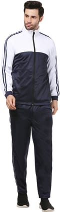 BLUEFICUS Dry Fit Track Suit Set with Double Zipper Pockets for Men Regular Fit Perfect for Jogging and Lounging (Blue & White)