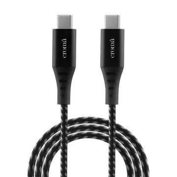 Croma Type C to Type C 3.3 Feet (1M) Cable (Nylon Braided, Grey)