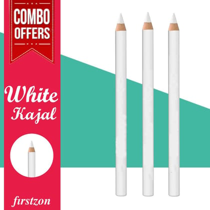 FIRSTZON white kajal eyeliner pencil smudge proof waterproof| white kohl kajal | white kajal combo pack (white, 0.9 g)