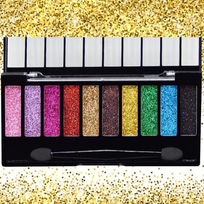 VARS ; LONDON 10 Color Glitter Eyeshadow Palette | Highly Pigmented Eye Shadow Makeup palette | Long-Lasting professional glitter eyeshadow palette