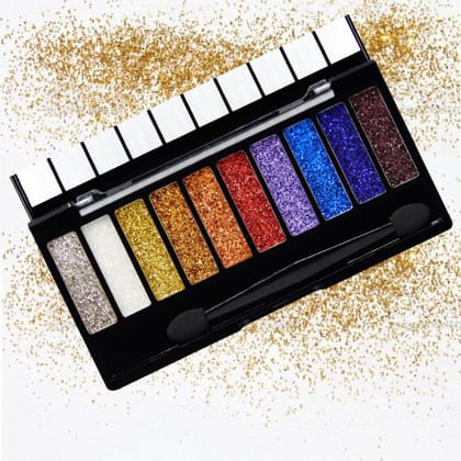 Vars ; London 10 Color Glitter Eyeshadow Palette | Glitter Eyeshadow Palette | Glitter Powder Eyeshadow Palette | Mm10 Color Glitter, Multicolor,Shimmery Finish