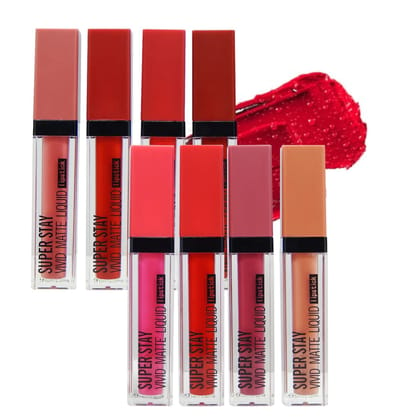 VARS ; LONDON Superstay vivid matte liquid lipstick combo pack of 8 | Red | Mehroon | Pink | Nude | Magenta