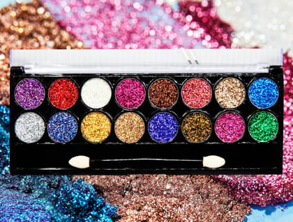 VARS ; LONDON 16 Color twinkle eye glitter eyeshadow palette + face and body sparkling glitter eyeshadow