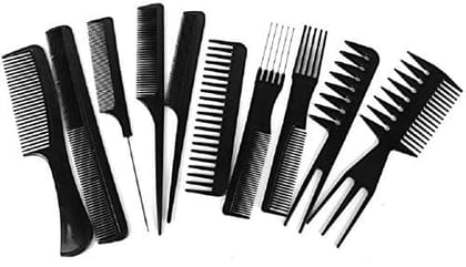 FIRSTZON 10Pcs Pro Salon Hair Cut Styling Hairdressing Barbers Combs Brush Set