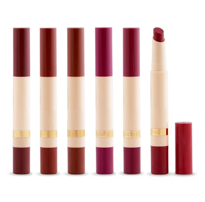 VARS ; LONDON Absolute matte no transferable nude lipstick combo pack of 6 | long wear + waterproof + intense payoff. (NUDE)