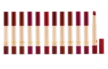 VARS ; LONDON Absolute matte nude crayon lipstick combo pack of 12 | long wear + waterproof (NUDE)