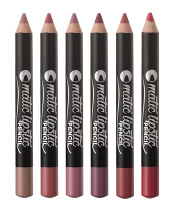 VARS ; LONDON Crayon matte pencil lipstick combo pack of 6 with 1 sharpner | SET-A