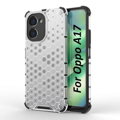 Faircost Hybrid Shockproof Back Cover for Oppo A17 Hard Outside Soft Inside- (Polycabonate::Transparent)