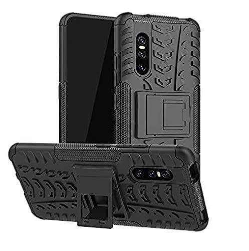 Faircost Vivo V15 Pro Heavy Duty Shockproof Military Grade Armor Dual Protection Layer Hybrid Kick Stand Back Cover Case Black