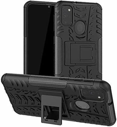 Faircost for Samsung Galaxy M30s/ M21 Heavy Duty Shockproof Military Grade Armor Dual Protection Layer Hybrid Kick Stand Back Cover Case Black