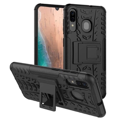 Faircost for Samsung Galaxy A30 Heavy Duty Shockproof Military Grade Armor Dual Protection Layer Hybrid Kick Stand Back Cover Case Black