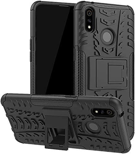 Faircost Realme 3 Pro Heavy Duty Shockproof Military Grade Armor Dual Protection Layer Hybrid Kick Stand Back Cover Case Black