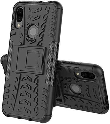 Faircost for Xiaomi Redmi Note 7 Pro Heavy Duty Shockproof Military Grade Armor Dual Protection Layer Hybrid Kick Stand Back Cover Case Black