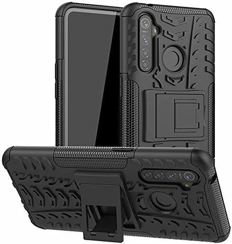 Faircost Realme 5/C3 Heavy Duty Shockproof Military Grade Armor Dual Protection Layer Hybrid Kick Stand Back Cover Case Black