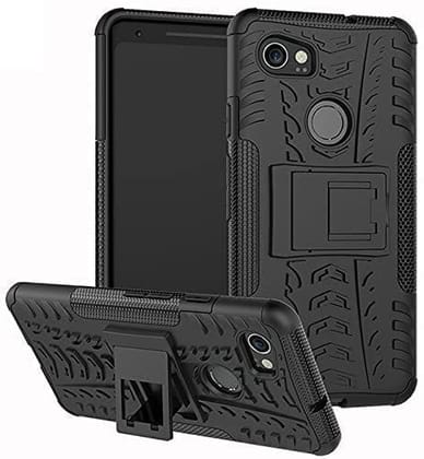 Faircost for Google Pixel 2 XL Heavy Duty Shockproof Military Grade Armor Dual Protection Layer Hybrid Kick Stand Back Cover Case Black