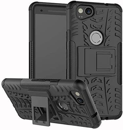 Faircost for Google Pixel 2 Heavy Duty Shockproof Military Grade Armor Dual Protection Layer Hybrid Kick Stand Back Cover Case Black