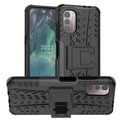 Faircost for Nokia G21 Heavy Duty Shockproof Military Grade Armor Dual Protection Layer Hybrid Kick Stand Back Cover Case Black