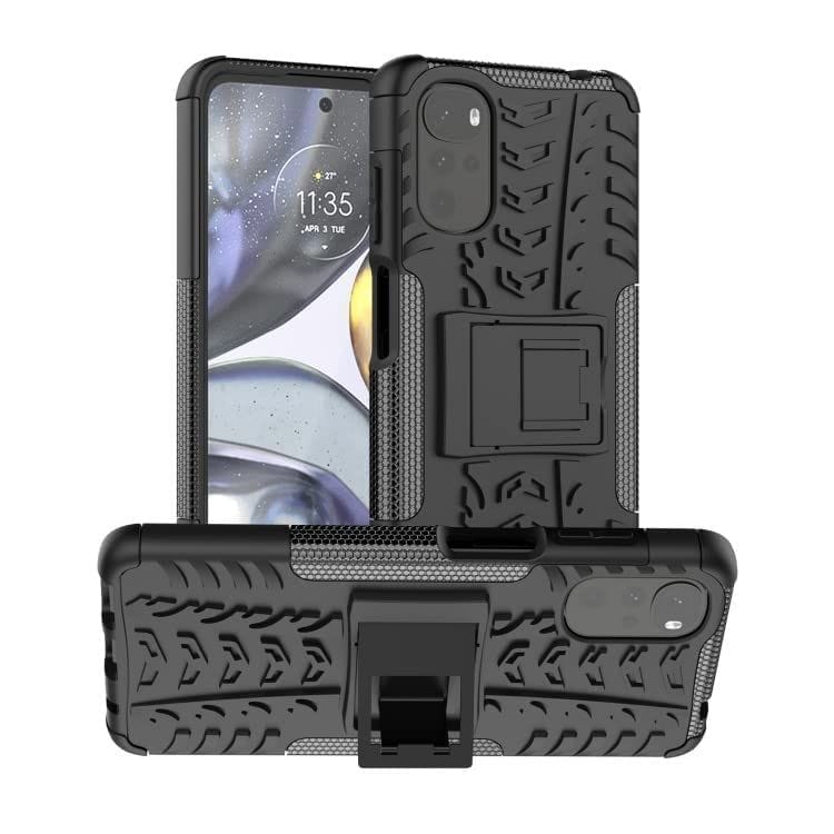 Faircost for Moto G22 Heavy Duty Shockproof Military Grade Armor Dual Protection Layer Hybrid Kick Stand Back Cover Case Black