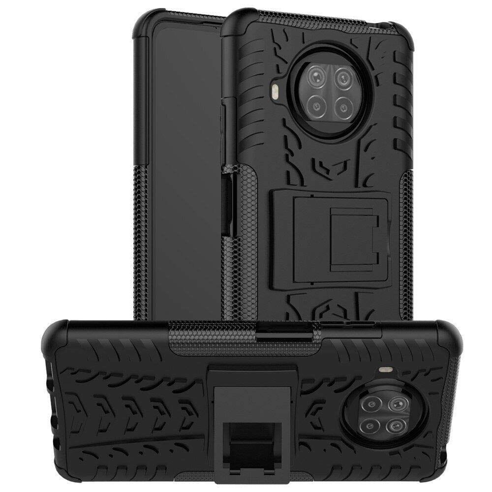 Faircost for Xiaomi Mi 10i Heavy Duty Shockproof Military Grade Armor Dual Protection Layer Hybrid Kick Stand Back Cover Case Black