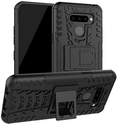 Faircost for LG Q60 Heavy Duty Shockproof Military Grade Armor Dual Protection Layer Hybrid Kick Stand Back Cover Case Black