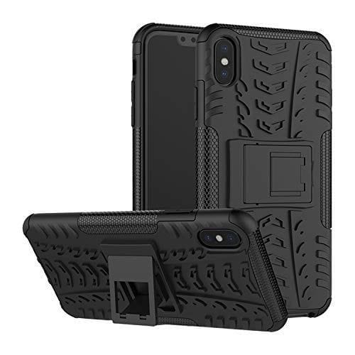 Faircost for iPhone Xs Max Heavy Duty Shockproof Military Grade Armor Dual Protection Layer Hybrid Kick Stand Back Cover Case Black