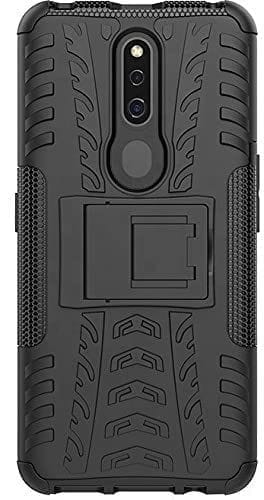 Faircost Oppo F11 Pro Heavy Duty Shockproof Military Grade Armor Dual Protection Layer Hybrid Kick Stand Back Cover Case Black