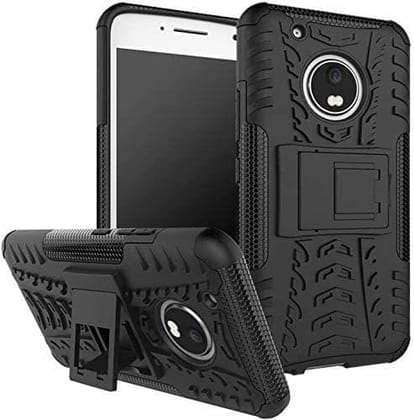 Faircost for Motorola Moto G5 Plus Heavy Duty Shockproof Military Grade Armor Dual Protection Layer Hybrid Kick Stand Back Cover Case Black